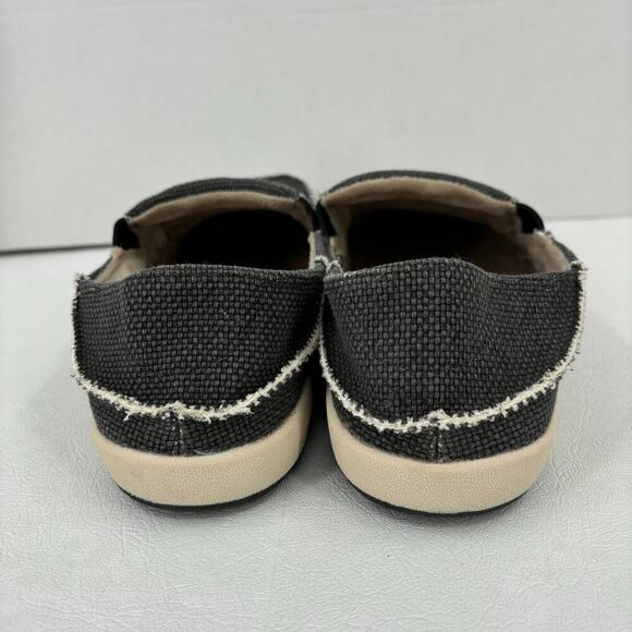 Gecko Man Loafers Women's Size 10.5 Gray Woven Canvas Slip On Arch Support - Picture 8 of 11